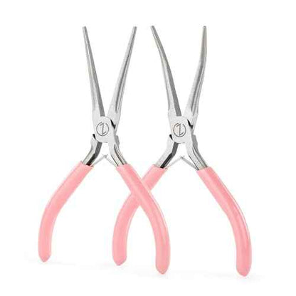 VISEMAN 6" Mini Needle Nose Pliers with Comfort Grip Handles, 2PCS Long Nose Pliers Set for Handmade Craft, Pink