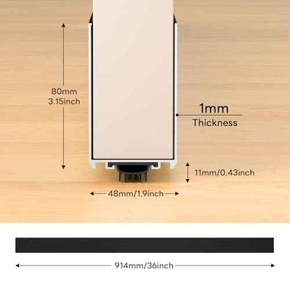 1-3/4" x 36" U-Shaped Door Sweep with Kick Plate, Aluminum Screw-On Draft Stopper, Weather Stripping Seal for Interior Exterior Doors, Blocks Dust Drafts(Black)