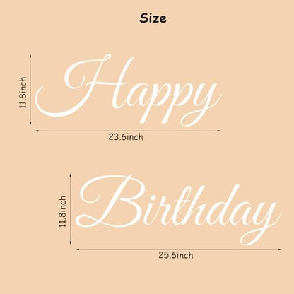 Happy Birthday Sign for Backdrop Decal Sign, White Happy Birthday Party Sticker, Large Wall Decoration Arch Background Sticker Happy Birthday Stickers