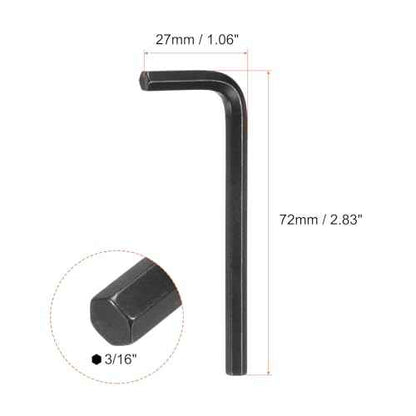 HARFINGTON 10pcs Hex Key Wrench 3/16" L-Shape Hexagon SAE Wrenches Chrome Vanadium Steel Repairing Tool for Home Repair, Black