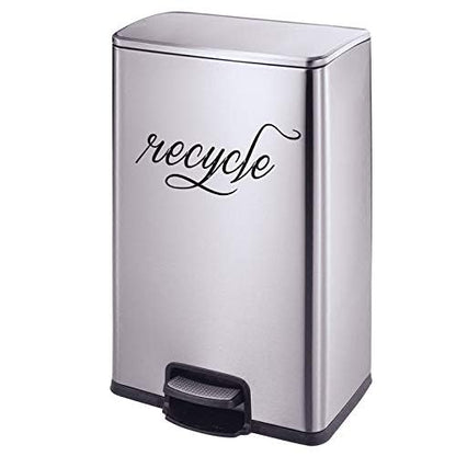 Trash & Recycle Vinyl Sticker, Garbage Can Decal - Barrel Vinyl Sticker, Kitchen Can Decal Set of 2 (Black, 5''x2.5'')