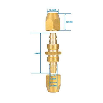 2PCS Soild Brass Air Reusable Hose Splicer For 3/8-Inch ID Hose,3/8" Air Hose Repair Fitting