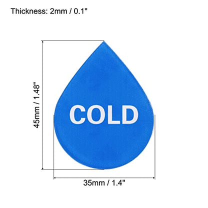 PATIKIL Self Stick Hot/Cold Water Label, 5 Pairs/10 Pack Acrylic Drop Shape Sticker Signs for Faucets Sinks, Red/White, Blue/White