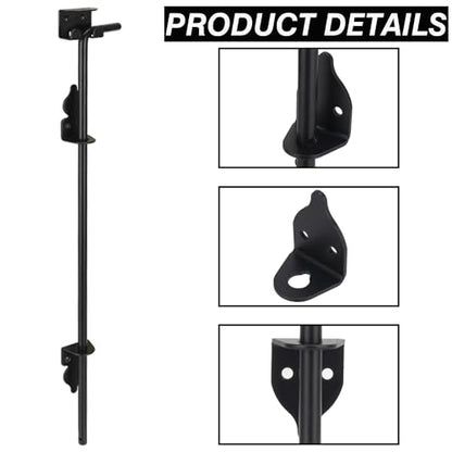 36" Cane Bolt Heavy-Duty Drop Rod for Gate, Gate Ground Latch for Wooden Fences Metal Gates Doors, Metal Gates Doors Stopper for Gate Ground, Wrought Iron Gate Latches, Black Finish(2 Pack)