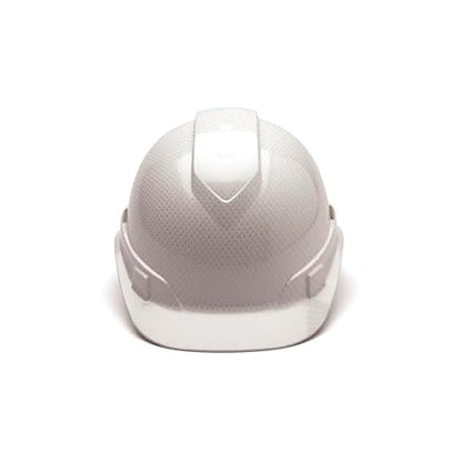 PYRAMEX Ridgeline Cap Style Hard Hat, Vented, 4-Point Ratchet Suspension, Shiny White Graphite Pattern
