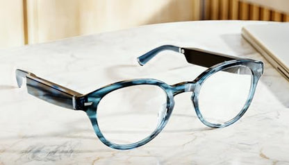 Amazon Echo Frames, an Alexa device (newest model), Smart glasses with Alexa, Modern Rectangle frames in Charcoal Gray with blue light filtering lenses