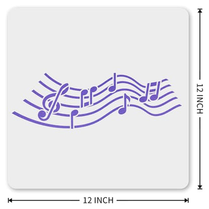 MAGJUCHE Jumping Music Notes Stencil 12 Inches, Reusable Musical Stencil for Painting DIY Crafts Decor