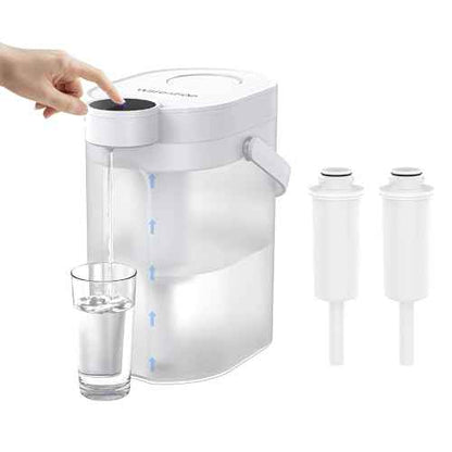 Waterdrop FreshTaste Instant Water Filter Pitcher with 2 Filters, Rechargeable Powerful Dispenser, Reduce Chlorine, Lead, Copper, Purify, Soften Water, 17-Cup, White, Does not Lower TDS