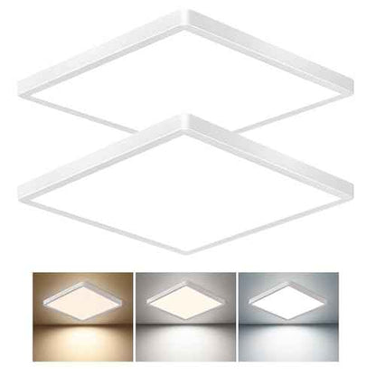 16 Inch Square LED Flush Mount Ceiling Light 2 Pack, 40W 4000LM, 3000K/4000K/6000K CCT Selectable, White Super Slim Low Profile Ceiling Light Firxtue for Bedroom/Kitchen/Living room/Dinning room