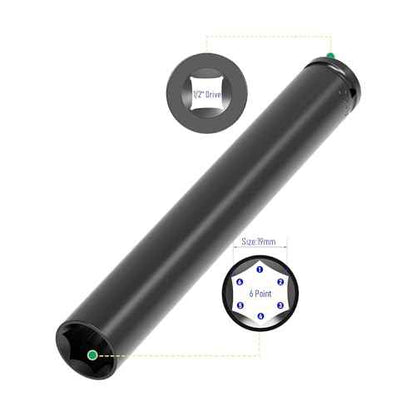 1/2 Inch Drive by 19mm(3/4-Inch) Deep Impact Socket, Heat-Treated CR-V Steel 6 Inch Length, 6-Point Metric Sizes