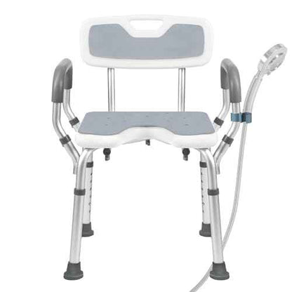 Shower Chair with Arms and Back Heavy Duty 330lbs, Shower Seat for Inside Shower with Shower Head Holder, Shower Bathroom Chair with Cutout Seat & Cold-Proof Pads, Tools-Free Assembly