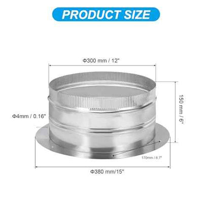 PATIKIL 12" Round Duct Collar, Galvanized Duct Connector Flange Pipe Collar Take Off Collar for Flexible or Rigid Ducts, Heating Cooling Ventilation Exhaust Fan Vent Systems