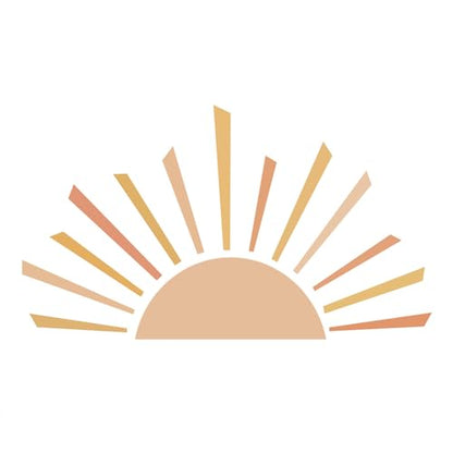 Large Half Sun Decor Nursery Wall Decal, 34"x59" Sunshine Stickers, Boho Wall Decals, Vinyl Peel and Stick Wall Stickers for Kids Bedroom Playroom Classroom Nursery Decor