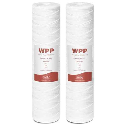 20 x 4.5 Inch 5 Micron String Wound Sediment Water Filter Cartridge, SimPure Whole House Sediment Well Water Filter Replacement for Well Water, Fits DB20P DB20P-3 (2 Pack)