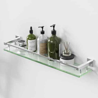 Alise Bathroom Shelf Wall Mounted, Brushed Nickel Large Capacity Glass Shelf for Bathroom, 24 inch