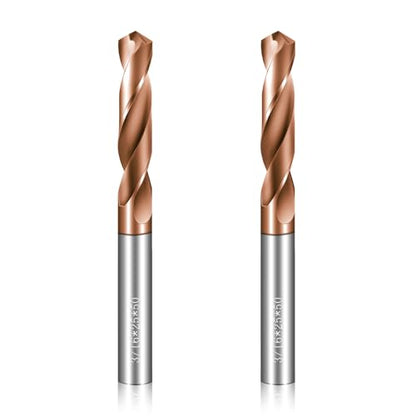 Solid Carbide 3/16" Drill Bits, Tungsten Carbide Drill Bit Set with TISIN Coated, Metal Drill Bit Set for Stainless Steel Hardened Steel Cast Iron Alloy Copper, 2 Pcs
