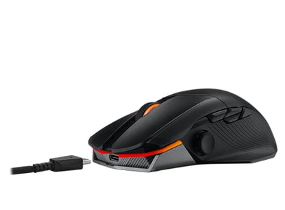 ASUS ROG Spatha X Wireless Gaming Mouse (Magnetic Charging Stand, 12 Programmable Buttons, 19,000 DPI, Push-fit Hot Swap Switch Sockets, ROG Micro Switches&Paracord and Aura RGB lighting),Black