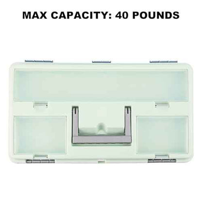 15-inch Tool Box with Removable Tray, Small Parts Box On The Lid is Removable, Tray Can be Removed and Combined at Will (Blue)