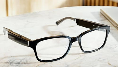 Amazon Echo Frames, an Alexa device (newest model), Smart glasses with Alexa, Modern Rectangle frames in Charcoal Gray with blue light filtering lenses