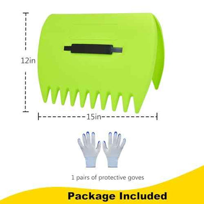 Leaf Scoops Hand Rakes, Leaf Scoops and Claws with Gloves, Lightweight Plastic Leaf Scoop, Large Leaf Grabbers for Picking Up Leaves, Clippings, Grass(1 Set, Green)