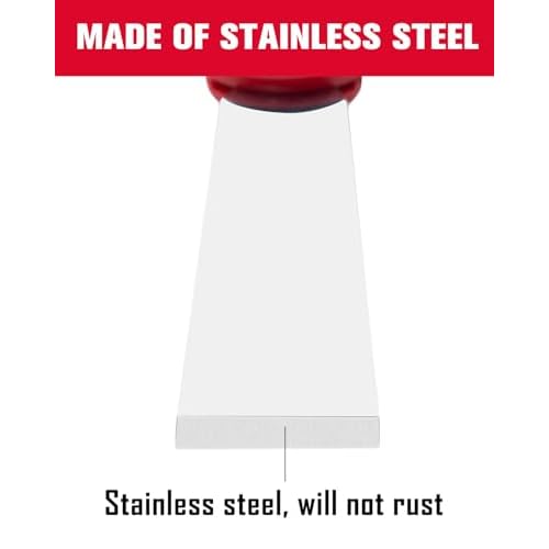 ROTATION Soft Grip, Heavy Duty, Scraper with Hammer End, 1.2", Stainless Steel Putty Knife, 1.2 inch, extra thick