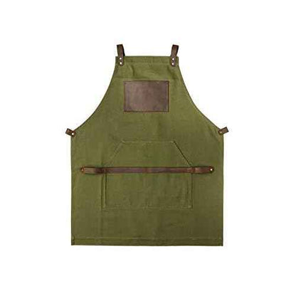 OleksynPrannyk Work Apron in Non-Waxed Canvas with Cross Straps Adjustable