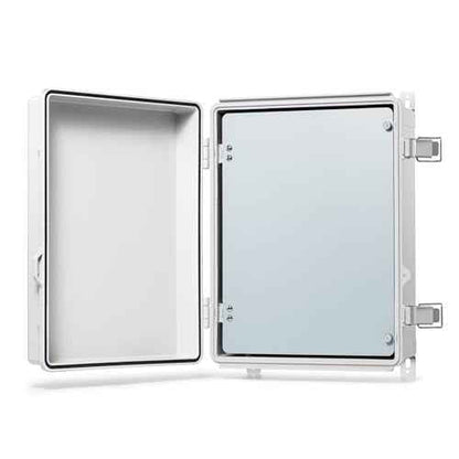QILIPSU Waterproof Junction Box IP67 Outdoor Plastic Electrical Project Enclosure Weatherproof with Inner Door, Mounting Plate, Wall Brackets, Hinged Grey Cover 14.6"x10.6"x5.9" -D