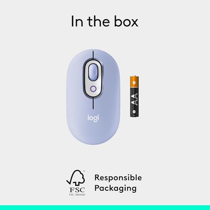 Logitech POP Mouse, Wireless Mouse with Customizable Emojis, SilentTouch Technology, Precision/Speed Scroll, Compact Design, Bluetooth, Multi-Device, OS Compatible - Heartbreaker Rose