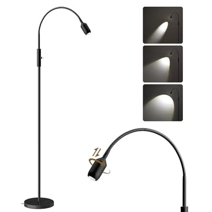 Reading Floor Lamp, 74.2" Tall LED Lamp with, 360¡Æ Flexible Gooseneck & Touch Control, 5000K 6W LED, Sturdy Base, Crafts Standing Lamp, for Reading, Living Room, Matte Black B16LD05