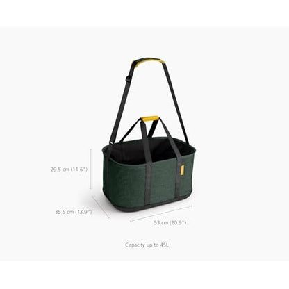 Joseph Joseph Hold-All Collapsible 45L/11.89 Gallon Outdoor Washing Laundry Basket with Shoulder Strap, Durable Fabric, Waterproof Base (Dark Green)
