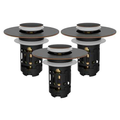 Hibbent 2 Pack Upgraded 3 in 1 Bathroom Sink Drain Strainer, Universal Pop Up Stopper with Removable Stainless Steel Filter Basket Hair Catcher, Sink Plug for 1.1''~2.36'' Basin, Oil-Rubbed Bronze
