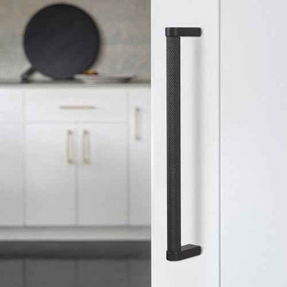 10 Pack 7-1/2 Inch Matte Black Kitchen Cabinet Handles Knurled Cabinet Pulls Black Drawer Pulls Kitchen Hardware