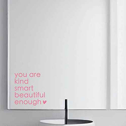 2X Self Affirmations Mirror Decal, Self Confidence, Bathroom Entryway Decal, Mirror Affirmation, Vinyl Sticker, Salon Mirror Sticker, Positive Vinyl, Set of 2 (Pink)
