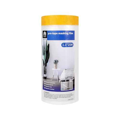 Voomey Pre-Taped Masking Film, Painters Tape with Plastic Attached, Automotive Painters Tape and Drape for Appliances, Furniture, Wood Surfaces & DIY Projects - 3ft x 82ft