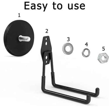Large Strong Magnetic Hooks,Heavy Duty Magnet Hook, Black Magnetic Garage Hook for Metal Cabinet Pegboard Garage Warehouse Shelve,Heavy Duty Storage Magnetic Utility Hooks (2 Pack)