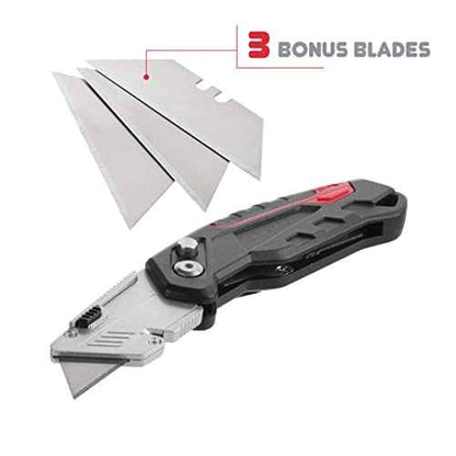 Bates Box Cutter - Folding Utility Knife With 3 Extra Blades, Retractable