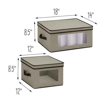 Honey-Can-Do 2-Pack Dishware or Closet Window Storage Boxes, Grey SFT-09073 Grey
