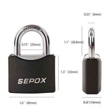 SEPOX¢ç10-Pack 1-9/16" Weather-Proof Outdoor Padlocks Keyed Different, Brass Cylinder, Heavy-Duty Solid Steel Body Covered Black, Locks for Gates, Sheds, Storage Lockers, Fence, Boats, Marine, Fishing