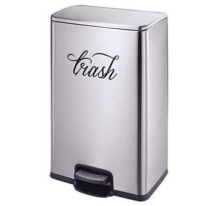 Trash & Recycle Vinyl Sticker, Garbage Can Decal - Barrel Vinyl Sticker, Kitchen Can Decal Set of 2 (Black, 5''x2.5'')
