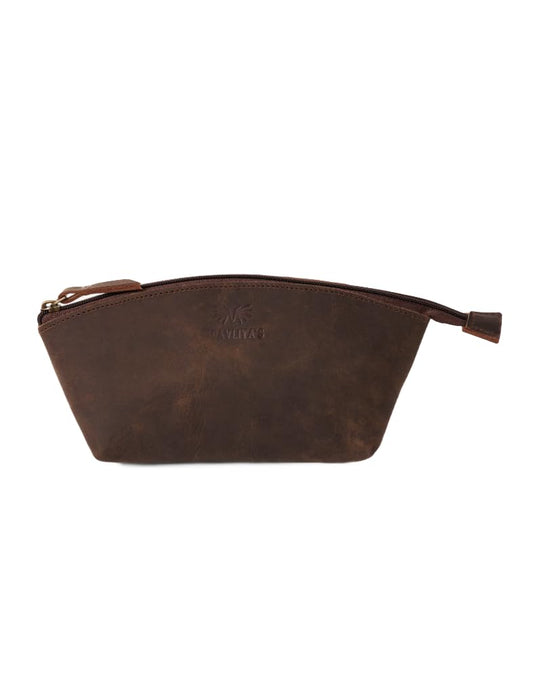 PIDAVLIYA'S Genuine Leather Versatile Gondola Style Handbag - Cosmetic, Toiletry, Makeup, Shaving Organizer Bag - Dopp Kits - Unisex (Brown)