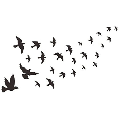 Bird Wall Decal - Flying Sky Wings PVC Removable Wall Sticker with Flock of Birds Flying Black Bird 3D Creative Wall Art - Peeling Sticker for Kids Room and Study Room Decor - Witkey Flying