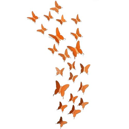 Glitter 3D Butterfly Wall Stickers - Orange