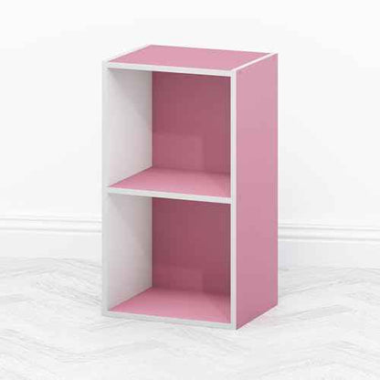 Furinno TOMI Book Shelf, 2-Tier Modern Bookshelf, Open Shelves Bookcase 9 x 12 x 21, for Living Room, Bedroom, Home Office, Pink
