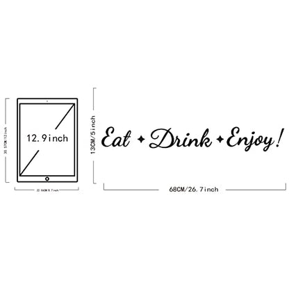 SUPERDANT Eat Drink Enjoy Quotes Wall Stickers Vinyl Wall Decor Stickers DIY Saying Wallpaper Art Decal Sticker Home Decoration for Living Room Bedroom Black Kitchen Dining Room Decor 26.7x5in