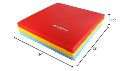 BalanceFrom 6x2 Feet 3-Panel Folding Gymnastics Mat – 1.5-Inch Thick Pad with Vinyl Surface and Carrying Handles for Tumbling, Yoga, Pilates, Home Workouts, and Martial Arts