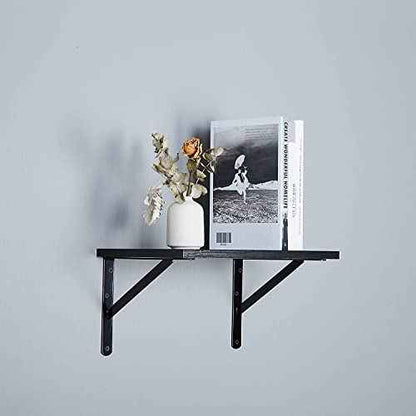 8-Pack 18 Inch Heavy Duty Shelf Brackets, Thicken Wall Bracket for Garage Floating Storage Shelves, 90 Degree Triangle Large L Bracket, Black Powder-Coated Steel
