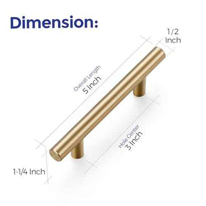 Ravinte 50 Pack 5 Inch Cabinet Pulls Champagne Bronze Stainless Steel Kitchen Drawer Pulls Cabinet Handles 5 InchLength, 3 Inch Hole Center