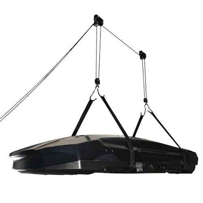 SYDSZ Cargo Box Ceiling Hoist ? Garage Pulley Lift System for Rooftop Cargo Carrier Fits Garage or Shed with 200lb Capacity for Roof Luggage Frame or Kayak, Canoe or Bicycles