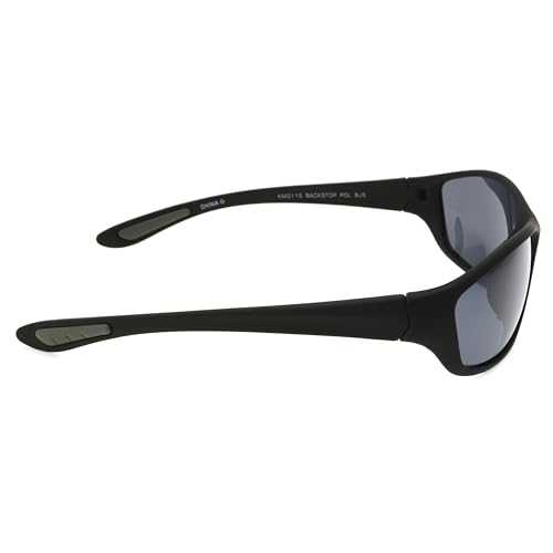 Foster Grant, mens, Backstop Wrap Polarized Sunglasses, Black/Black, 150 mm