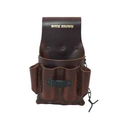 Wide Brown Heavy Duty PU Leather Tool Pouch; 5 Pocket Electrician Tool Pouch with Anti Rust Tape Holder; Fade Resistant; Durable Compartments;Anti Rust Washer Rivets